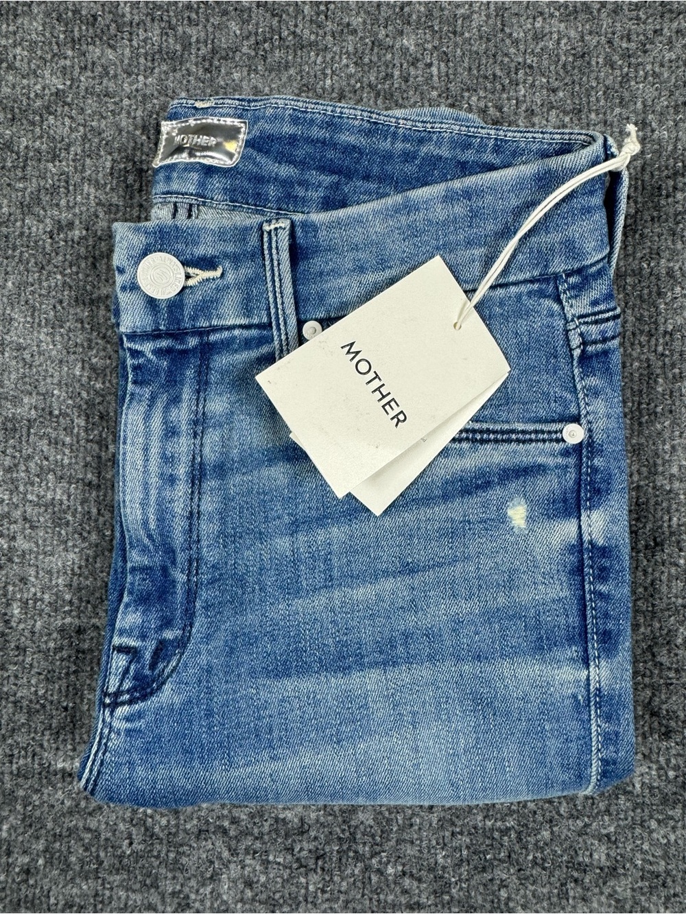 MOTHER Women's Blue High-Rise Denim Jeans